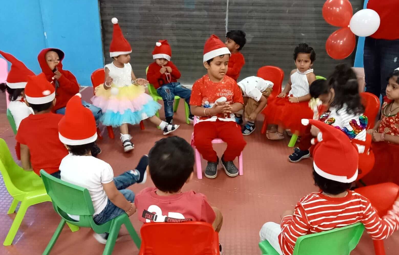 A group of children sitting in a circle, listening to a teacher reading a book, with a warm and cozy atmosphere in Preschool.